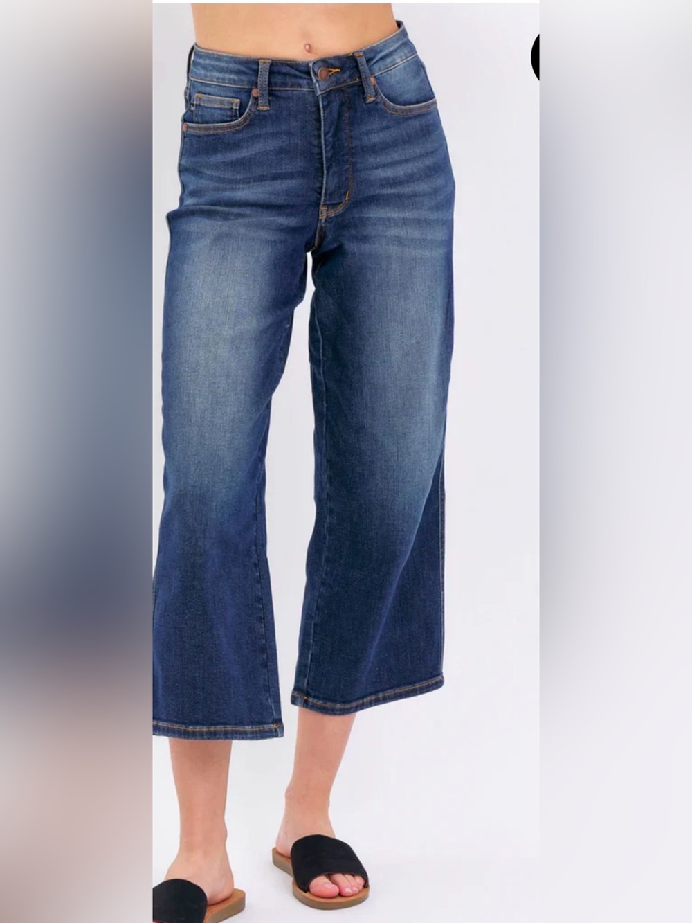 Judy Blue Wide Crop Jeans Dark Wash High Rise Wide Leg Cropped Denim 7/28